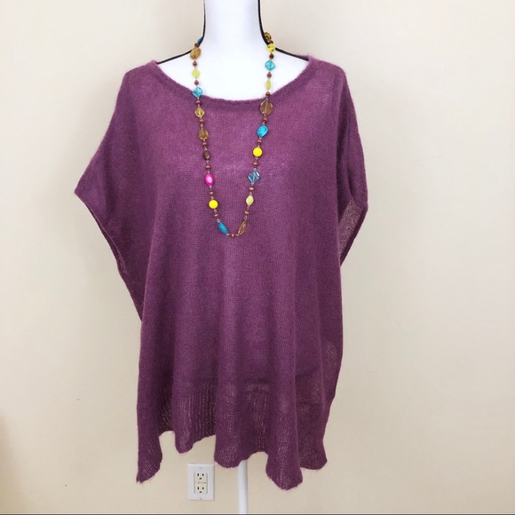 Eileen Fisher Sweaters - Eileen Fisher Purple Knit Poncho Sweater